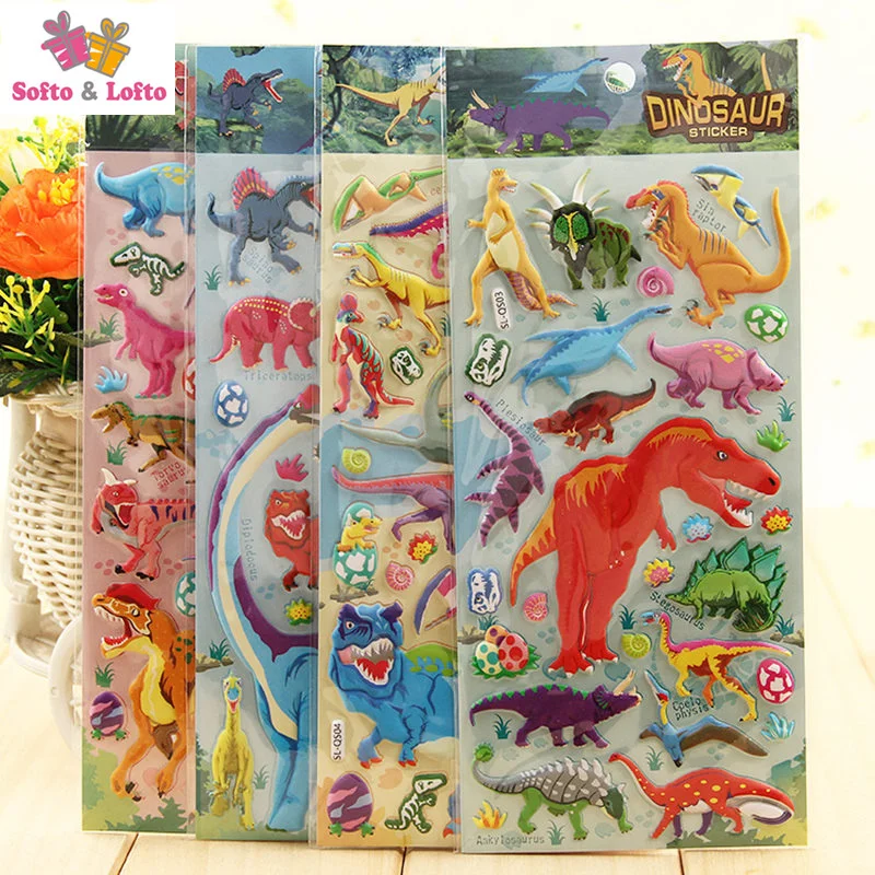 Бесплатная доставка 8 листов классные динозавры животные аниме 3D наклейки из