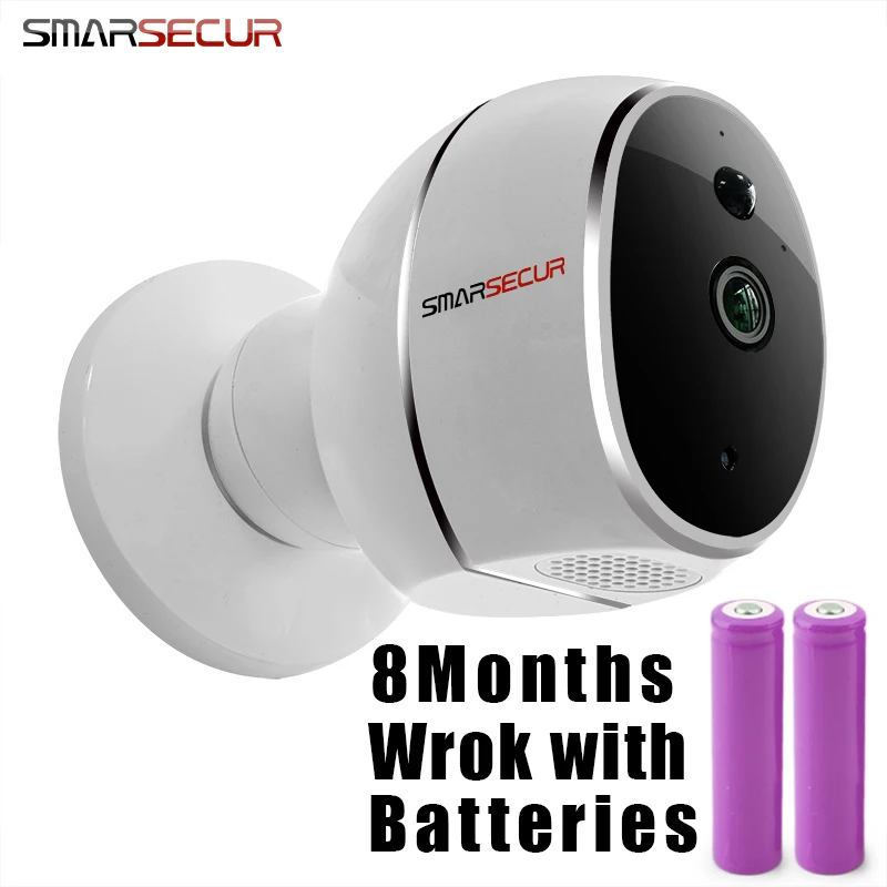 SMARSECUR безпроводная ip-камера 720 P HD без провода 6400 мАч 8 месяцев Батарея Безопасности WiFi Беспроводная ip-камера с батареей