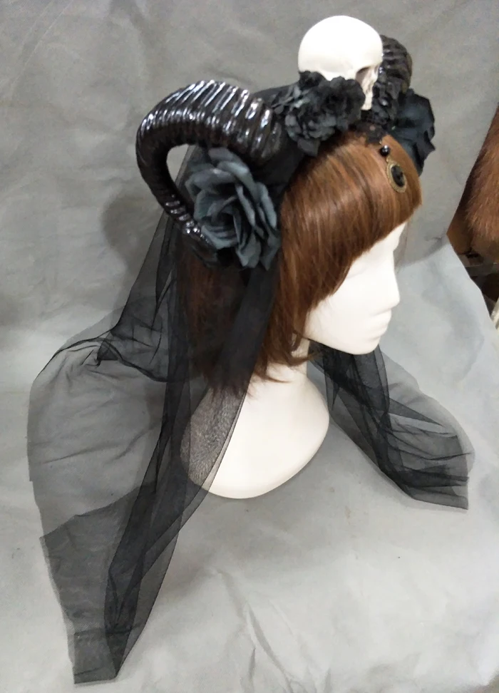 Повязка на голову с изображением девушки Хэллоуин стерео дьявола рога черепа