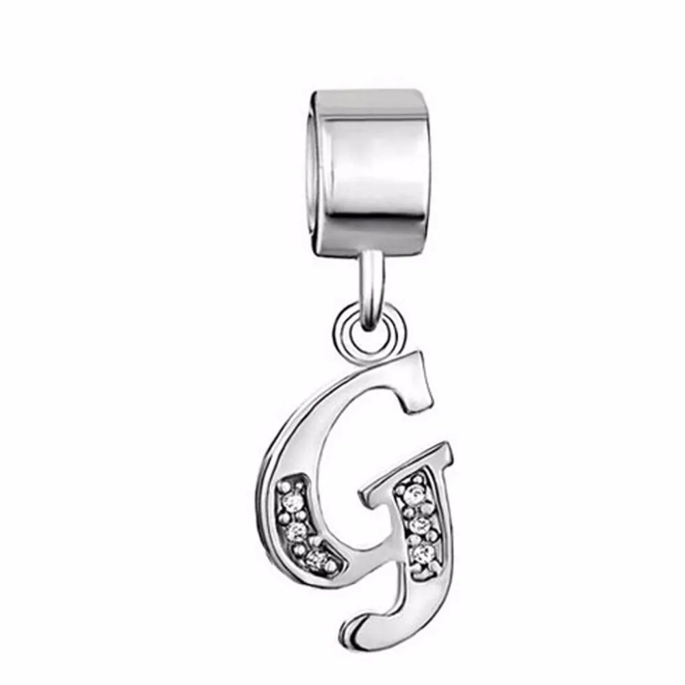Бесплатная доставка подвеска-Шарм с буквами G и белыми кристаллами подарок на