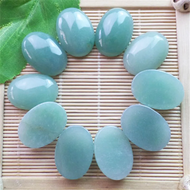 (10 шт./лот) оптовая продажа натуральный зеленый авантюрин Овальный Кабошон 25x18x8 мм