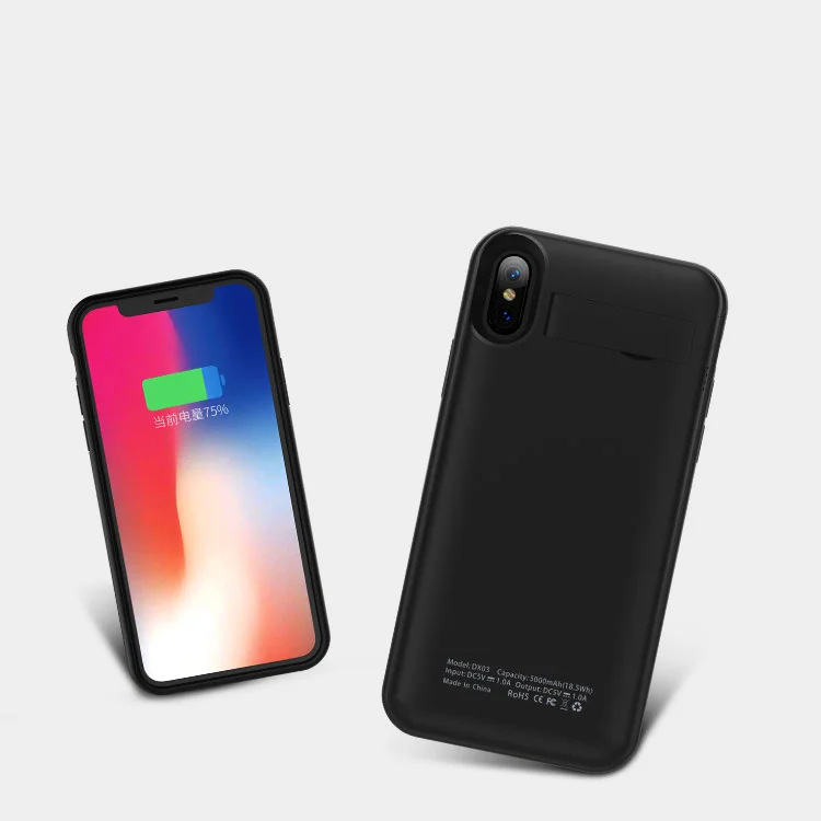 5000 мАч Беспроводное зарядное устройство Внешний аккумулятор чехол для iPhone X XS
