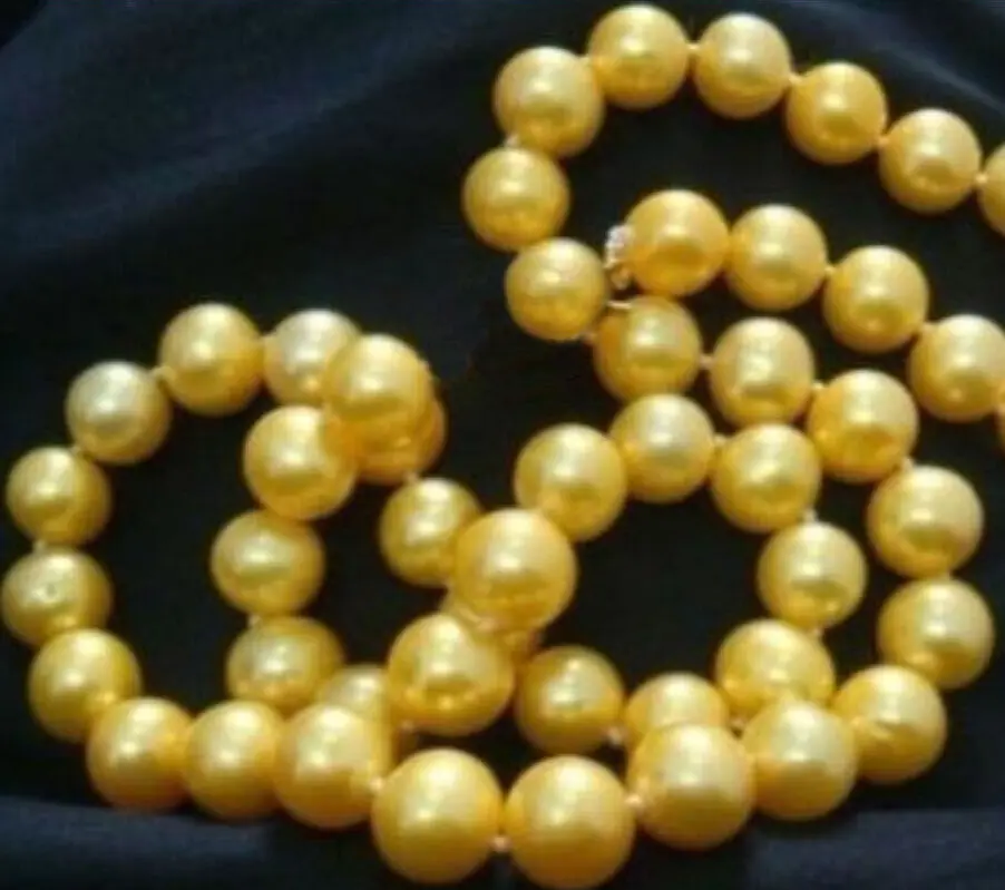 

CHARMING NATURAL 9-10MM SOUTH SEA GOLD PEARL NECKLACE 18">Selling jewerly free shipping