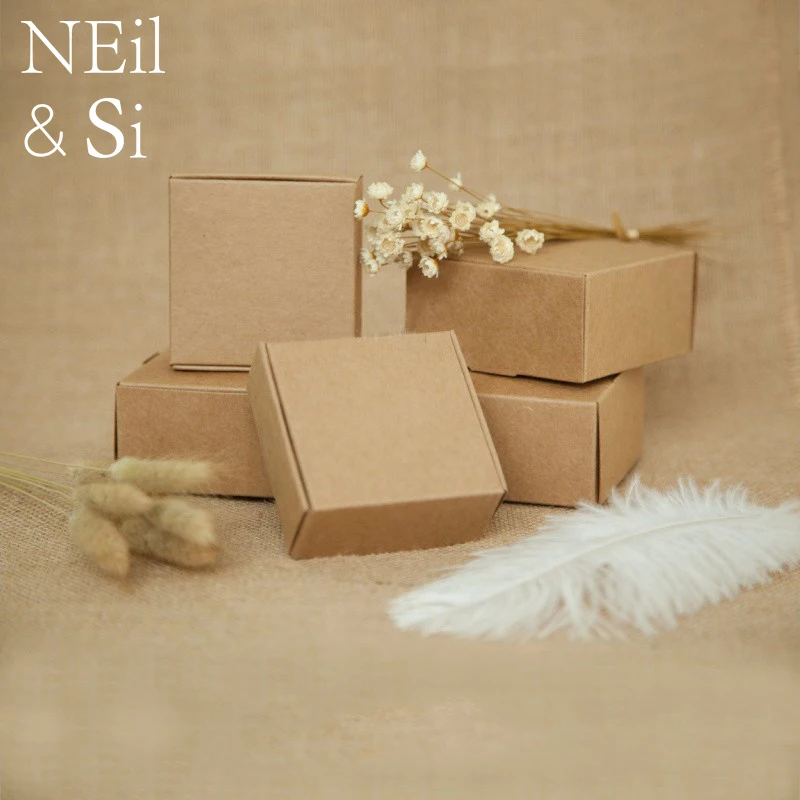 

Kraft Paper Gift Package Box Handmade Soap Craft Wedding Party Favor Packaging Vintage White Brown Boxes 50pcs Free Shipping