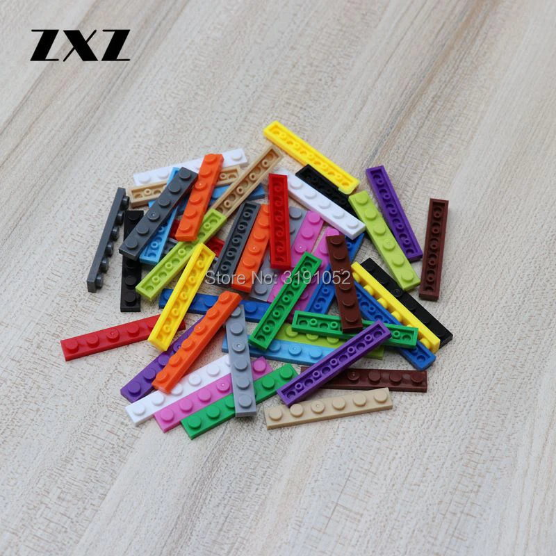 50 шт./лот детская учебно-развлекательная игрушечная тарелка 1x6 Короткие пластиковые кирпичи совместимый с лего части пластины 3666