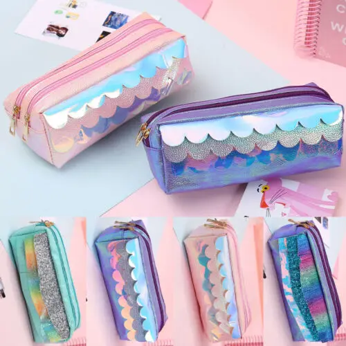 Студенческий канцелярский держатель пенал с блестками и лазерная косметичка