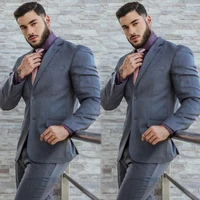 side vent grey business men suits for wedding man blazer latest design groom tuxedos 2piece coatpants costume terno masculino