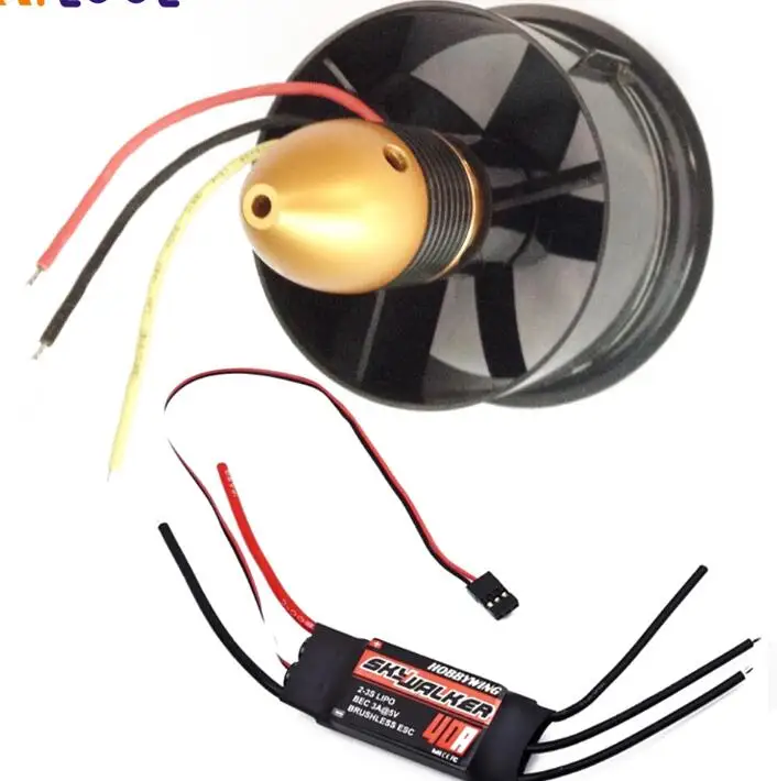 motor fun and esc 64 мм воздуховод вентилятор 5 лопастей+ 4500KV 320 Вт бесщеточный двигатель модель самолёт вентилятор с Hobbywing Skywalker 40A ESC - Цвет: motor fun and esc