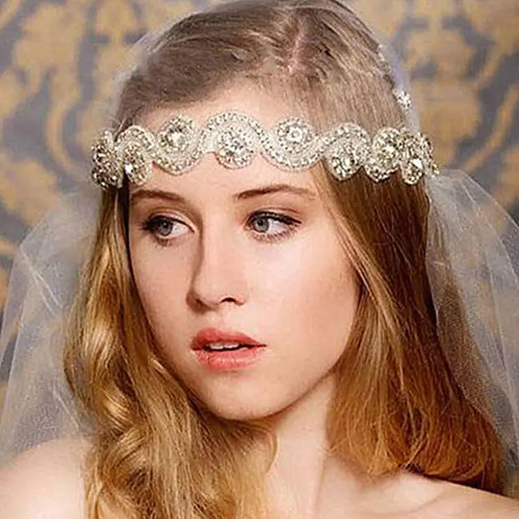 Retail Fashion romantic crystal bridal hairband ribbon hair band for women wedding headband accessories head jewelry |