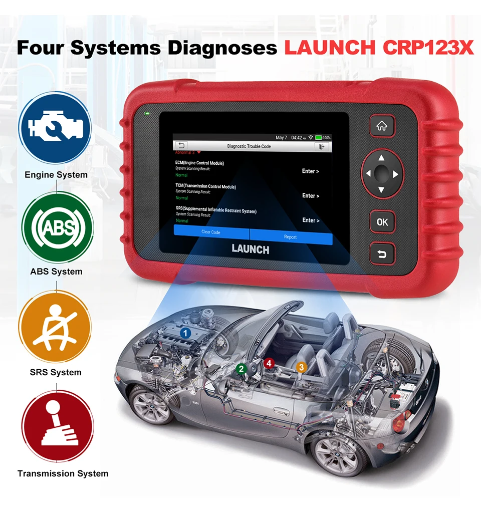 LAUNCH X431 CRP123X OBD2 автомобильный сканер автомобильный диагностический инструмент Автоматическое сканирование диагностики 4 система тест PK Creader VII+ CRP123