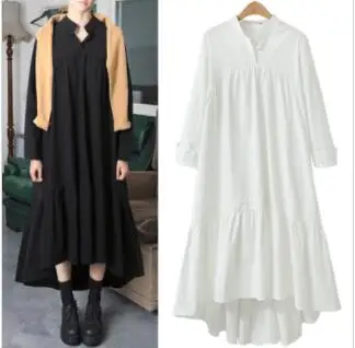 Женское свободное платье макси с длинным рукавом и оборками|ruffle dress|black womanlarge sizes |