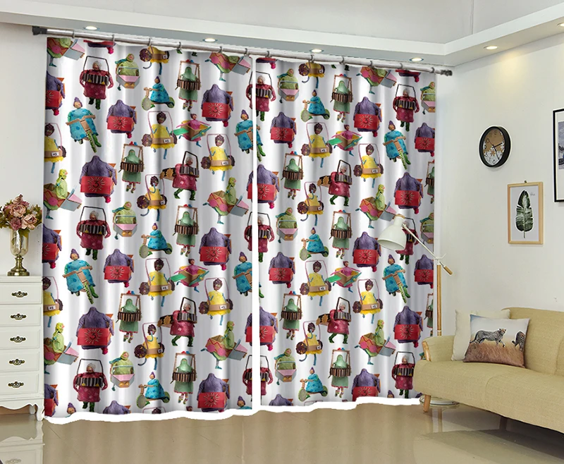 

Customized Blackout Curtains cartoon 3D Print Window decorate Drapes For Living room Bed room Office Hotel Wall Tapestry