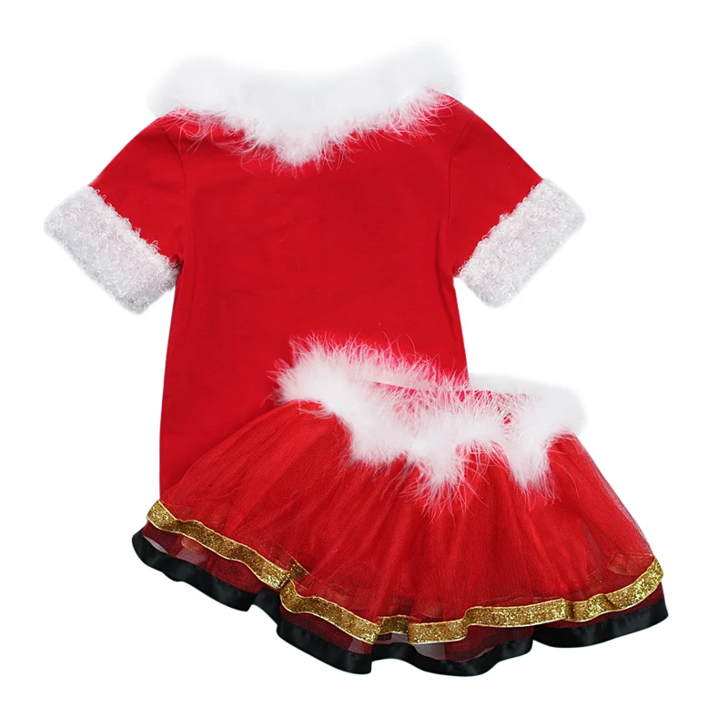 Christmas Costume For Kids Girls Set Santa Claus Gift Boutique Clothing Short Sleeved Tops+TUTU Skirt Suit Outfit 1-5 Years | Детская