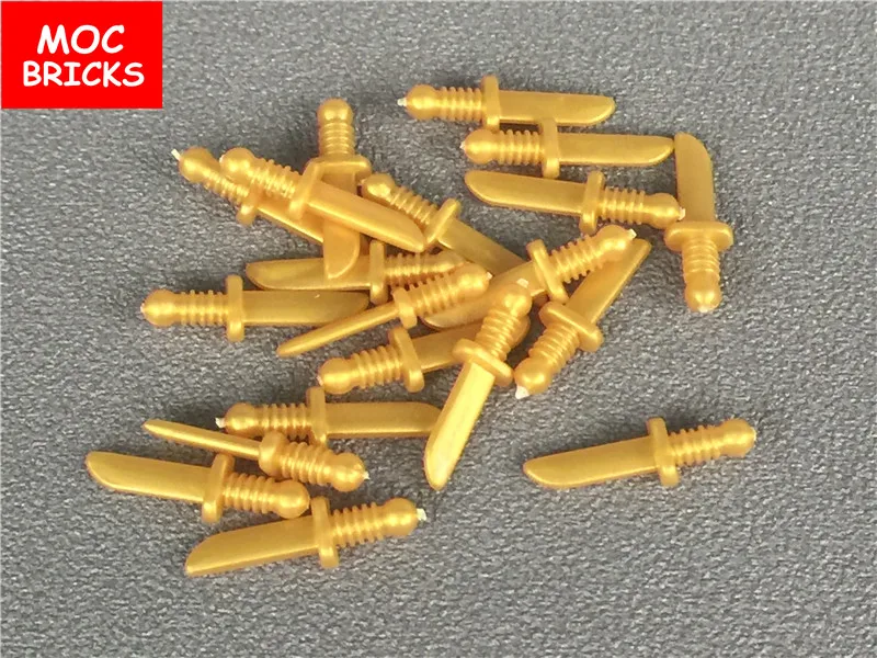 Конструктор MOC 20 шт./лот детали для фигурок сделай сам оружие золотой нож резак