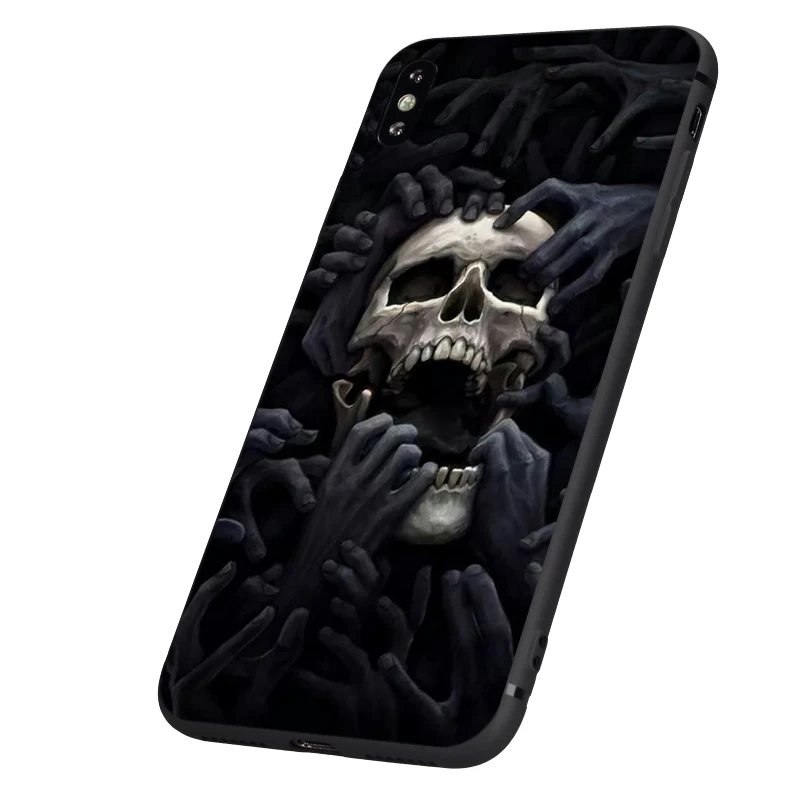 Черный чехол ТПУ для iphone 5 5s se 6 6s 7 8 plus x 10 чехол силиконовый чехол для iphone XR XS 11 pro MAX чехол череп ворона цветок