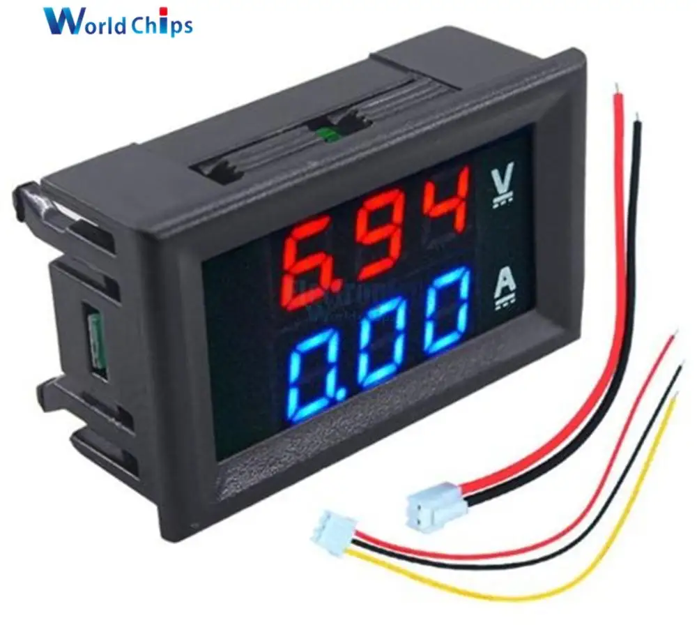 DC 100V 10A Black 0,5" 0,56 дюймов Мини цифровой вольтметр Амперметр постоянного тока 100 в 10 А Панель Ампер Вольт Напряжение измеритель тока тестер синий красный двойной светодиодный дисплей - Цвет: DC 100V 10A Black