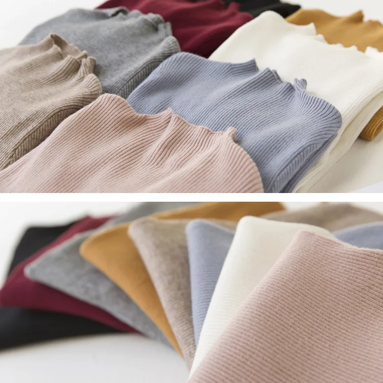 Новый 2016 Осень Зима свитер Женщин высокие упругие Твердые Водолазка Женская