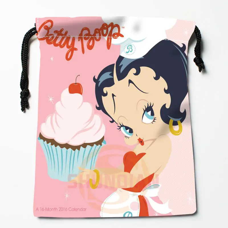 Новая сумка для хранения с принтом Betty Boop, 27x35 см, сатиновые сумки со шнурками, компрессионные сумки, индивидуальные подарки для вашего образа - Цвет: 13