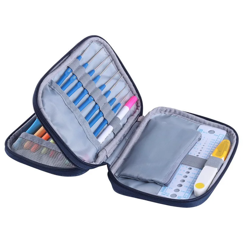 

17pcs Crochet Needles set Yarn Knitting Needles Sewing Accessories With Blue Case DIY craft tools