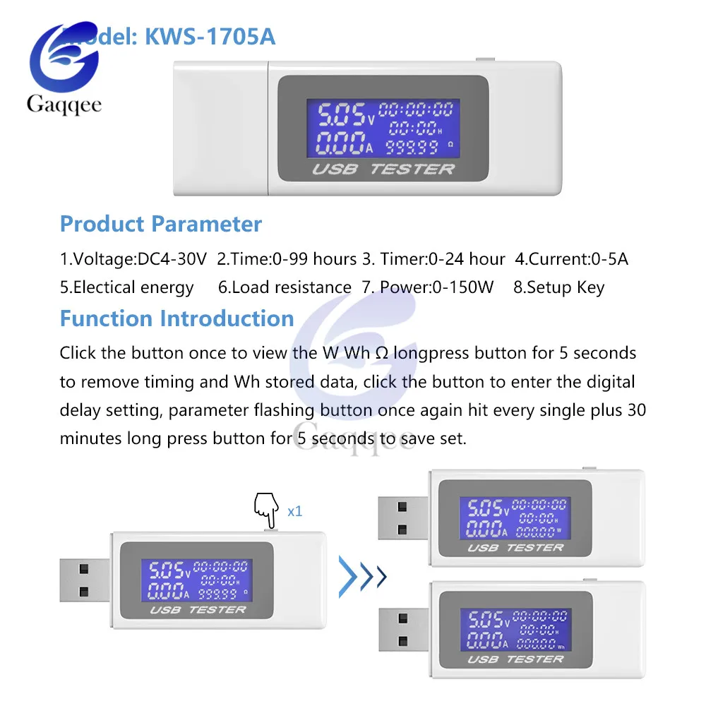 9 в 1 QC2.0 QC3.0 DC USB Тестер измеритель напряжения тока Вольтметр Амперметр цифровой