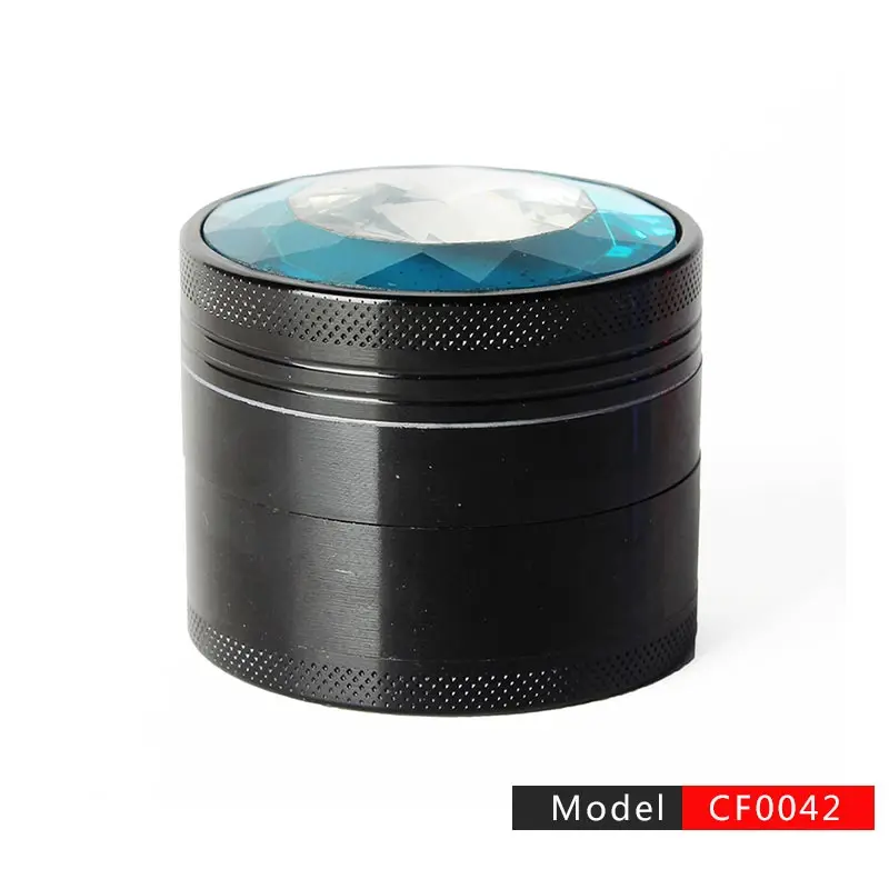 

RU-4 Piece Aluminum Lightning Pattern Clear Top Herb Grinder,tobacco grinder-cf0042