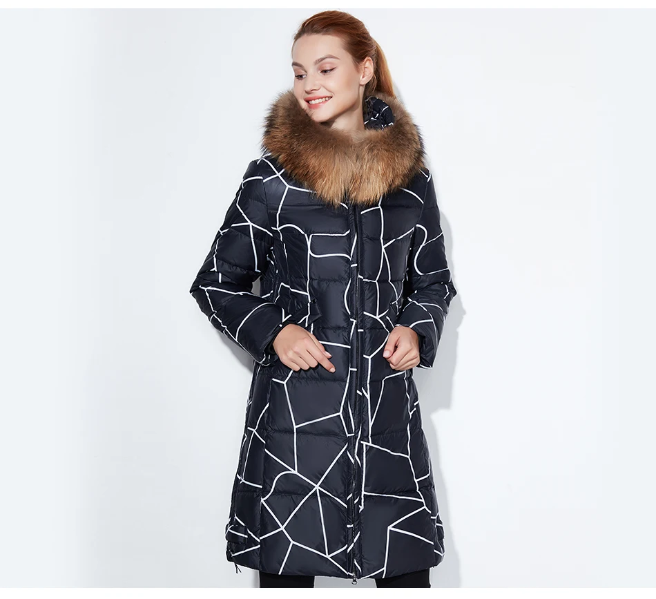 Snowclassic Модные женские зимняя куртка толстый длинный Пальто в полоску Куртки капюшон регулируется талия тонкая теплая обувь с хлопчатобумажными стельками
