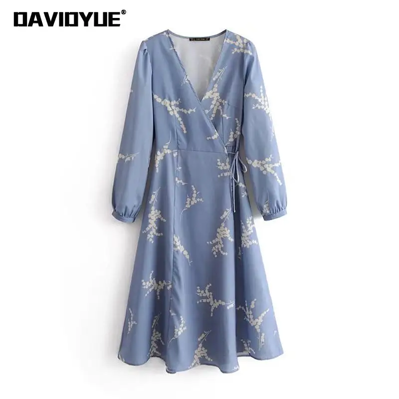 Женское пляжное платье с цветочным принтом Boho повседневное Свободное v образным