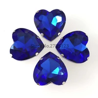 free shipping heart shape royalblue color glass crystal loose rhinestonessew on stone use for diy clothing accessories