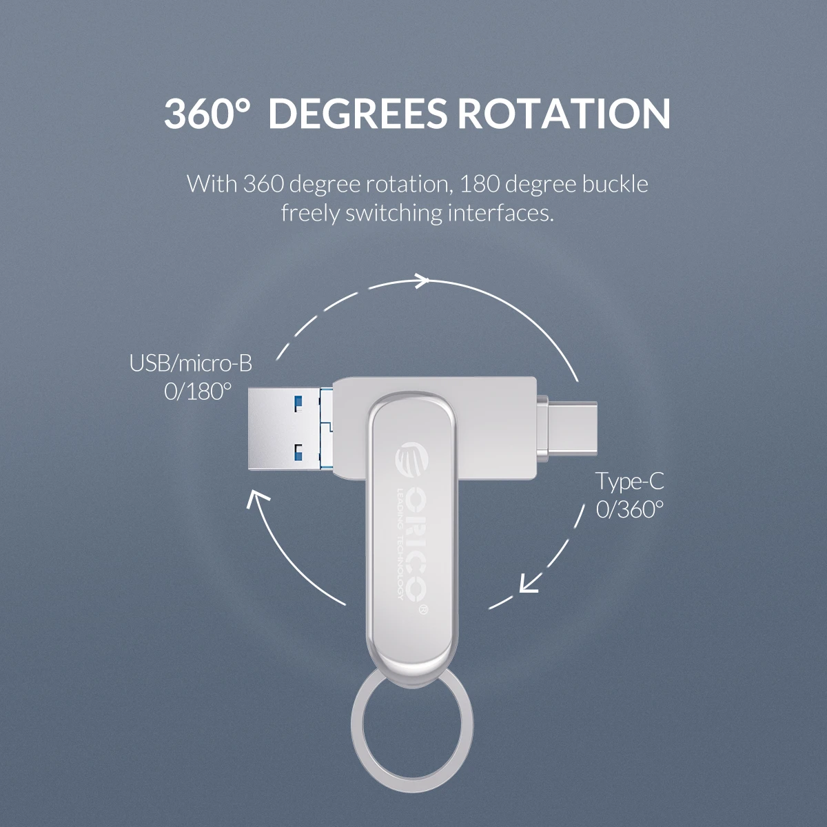 USB флеш диск ORICO 64 ГБ 32 u с функцией OTG интерфейс Type C Micro B USB3.0 для компьютера