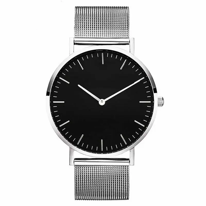 silver black Ультра-тонкие модные мужские часы 6,9 мм тонкие мужские часы золотые серебряные черные мужские часы из нержавеющей стали водонепроницаемые наручные часы 40 мм A - Цвет: silver black