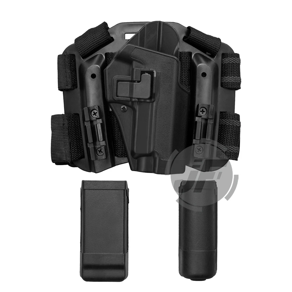 

Tactical CQC Serpa Right Hand Drop Leg Thigh Quick Draw Pistol Holster w/ Magazine & Flashlight Pouch For Sig Sauer P226 P229
