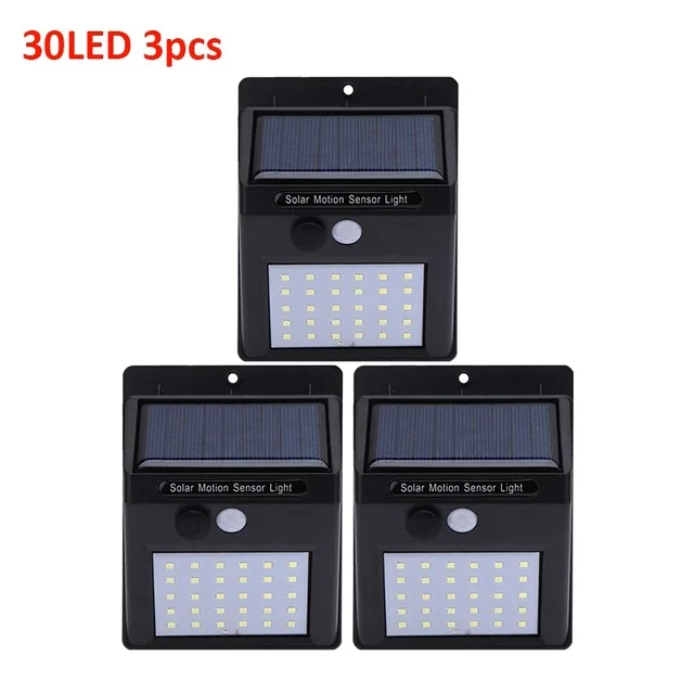 30LED 3pcs 1-4 шт., 20/30 светодиодов, солнечный светильник, PIR датчик движения, солнечный садовый светильник, водонепроницаемый, для улицы, энергосберегающий, для улицы, двора, дорожка, лампа для дома - Испускаемый цвет: 30LED 3pcs