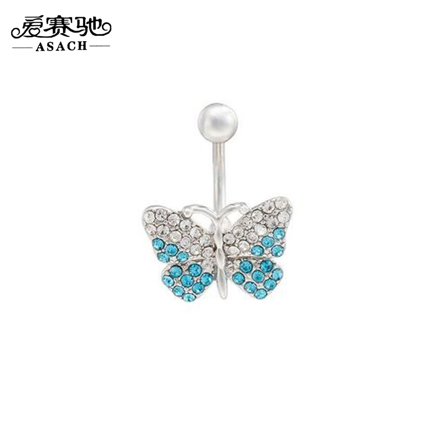 Asach Мода Хрустальная Бабочка пирсинг пупка Кольца кольцо Сексуальная Украшения