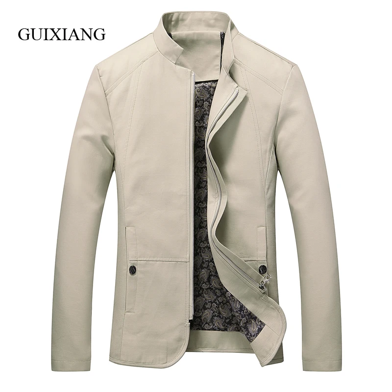 

2019 New Spring And Autumn Style Men Jacket High Quality Fashion Leisure Solid Stand Collar Slim Jacket Overcoat Large SizeM-5XL