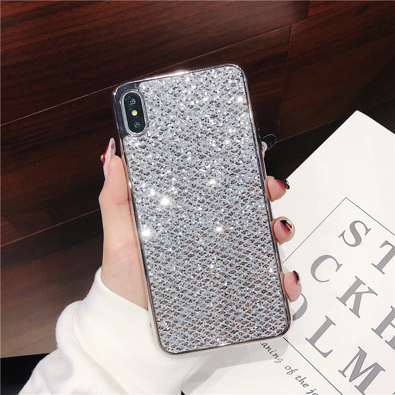 Блестящий чехол для iPhone X XR XS MAX 7 8 Plus 5 5S se 6 6s 10 мягкое силиконовое покрытие из ТПУ