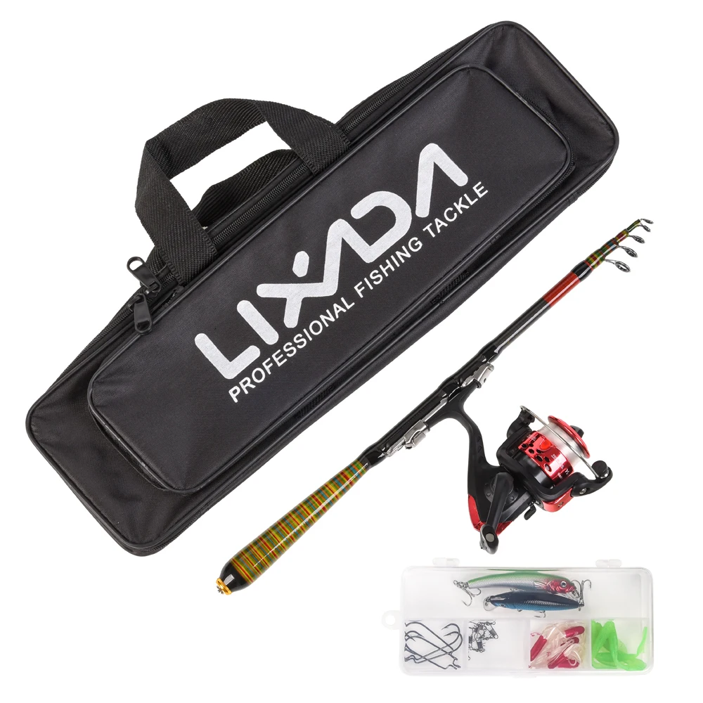 Lixada телескопическая рыболовная приманка катушка полный комплект карбоновая