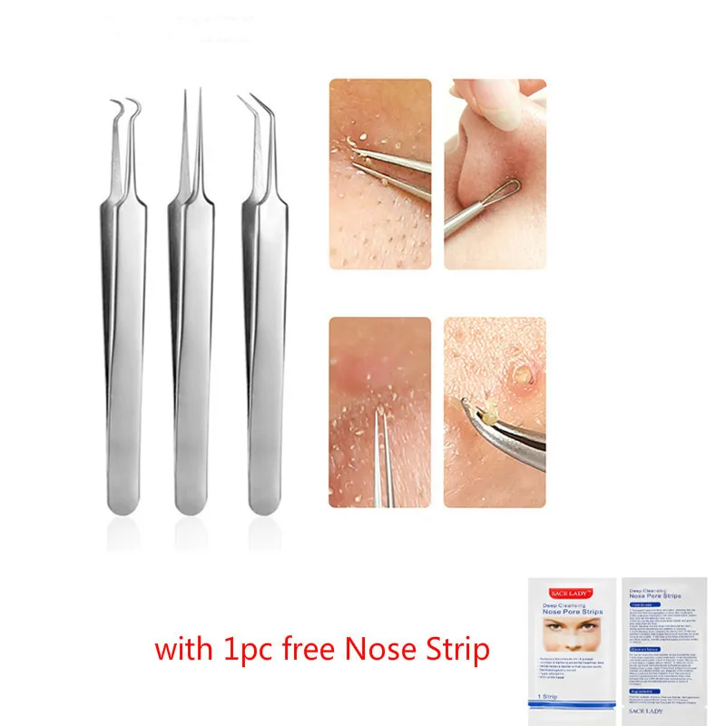 3 шт. Пинцет для удаления угрей Comedo набор прыщей иглы черных точек экстрактор