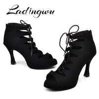 ladingwu new womens latin dance shoes ballroom tango platform ladies ladys comfortable flannel dancing shoes black 9cm cuba