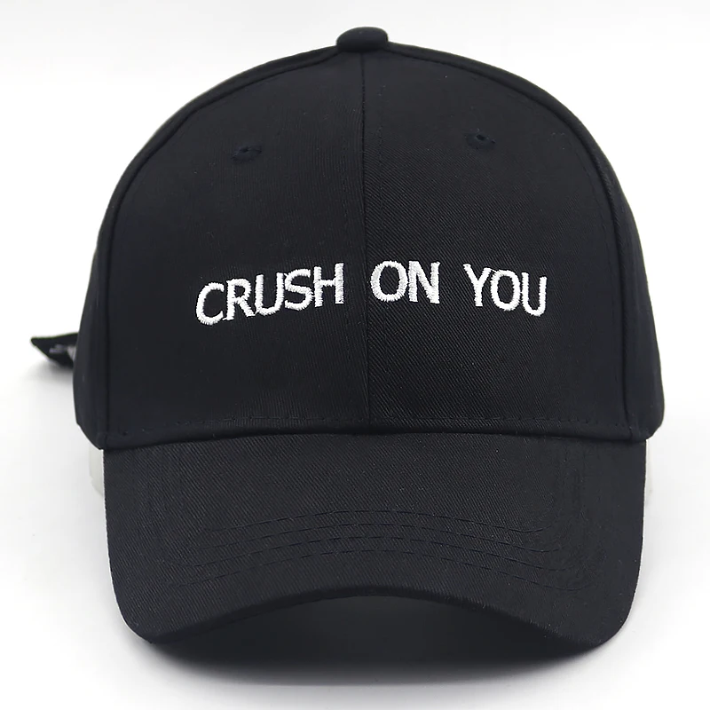 Бейсболка CRUSH ON YOU хлопковая Регулируемая вышивка snapback кепка для пары черные хип
