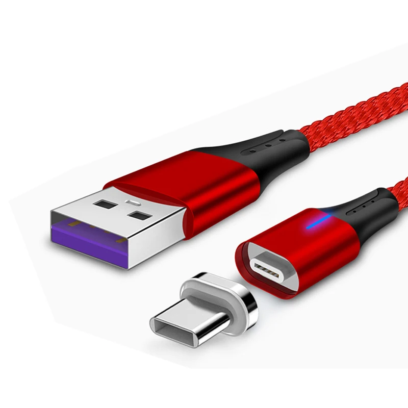 1m Red Type-C Rosinop 5A Super Charge Magnetic Cable For huawei p30 pro p20 USB Type C Cable For huawei mate 20 9 10 manyetik sarj kablosu - Цвет: 1m Red Type-C