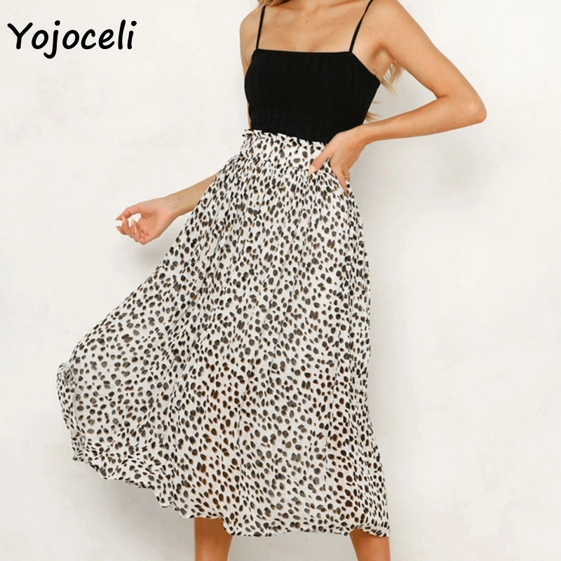 Yojoceli новая весенне летняя леопардовая юбка женская плиссированная миди Уличная