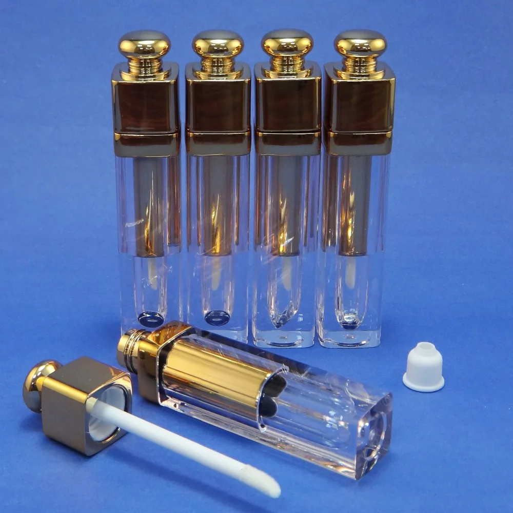 Пустая блестящая золотая Крышка для блеска губ 5 шт. контейнер-тюбик с палочкой и