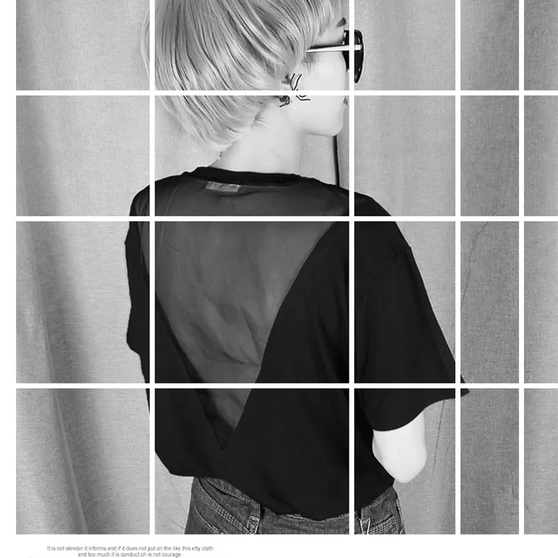 Женская хлопковая Футболка с открытой спиной черная Повседневная облегающая