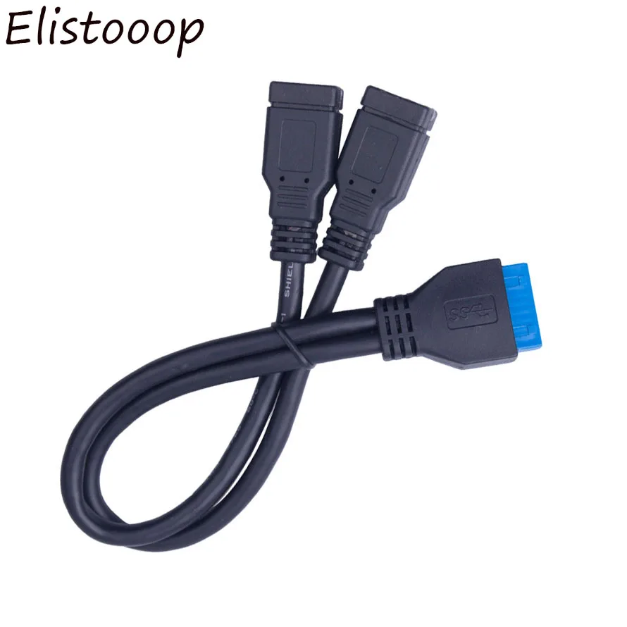 Elistoooop USB 3,0 мама к материнской плате 20pin соединительный кабель 2 порта s USB к 1 порту 20pin удлинитель Кабель для передней панели 20 см