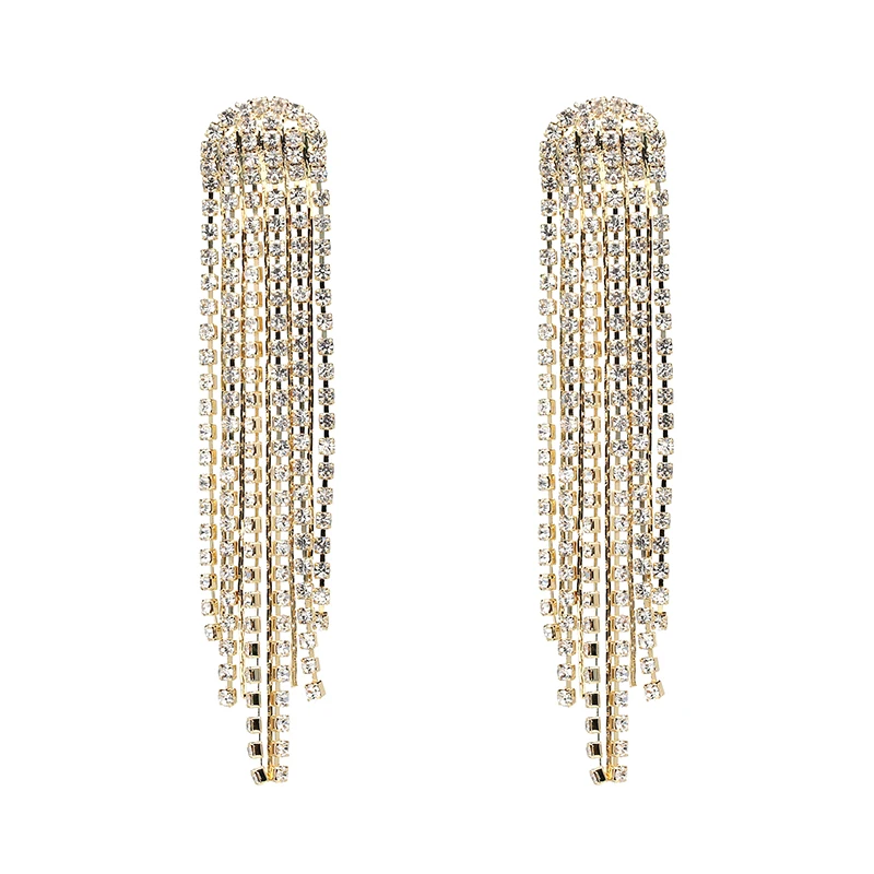 Оптовая продажа уникальные длинные Позолоченные каплевидные серьги с