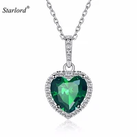 heart birthstone necklace gift for women 925 sterling silver emerald cz solitaire necklace for wedding birthday p13168