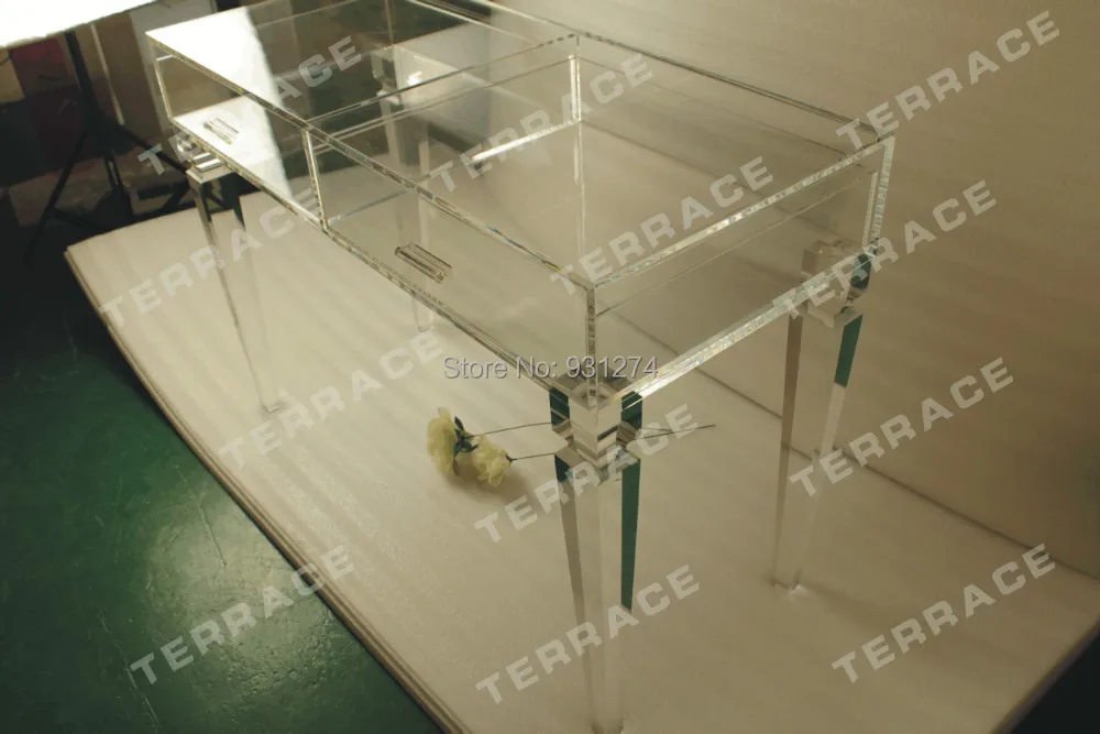 Прозрачный акриловый туалетный столик с выдвижным ящиком прозрачный люцитовый