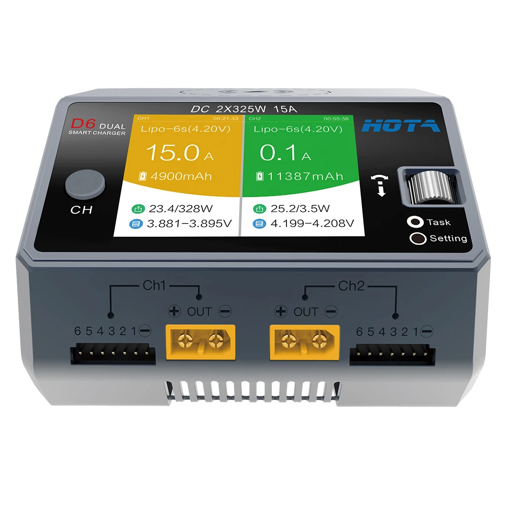 HOTA D6 двойное умное зарядное устройство AC200W DC650W 15A для Lipo LiIon NiMH батареи с iPhone Samsung