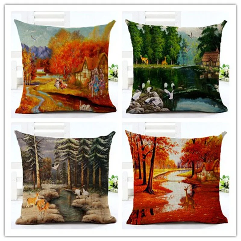 Forest Scenery Cushion Cover Pillowcase Bed Car Hotel Home Decor Sofa Vintage Modern | Дом и сад