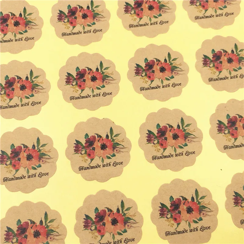 100 шт./лот круглые наклейки ручной работы с любовной бумагой 3 см несколько стилей